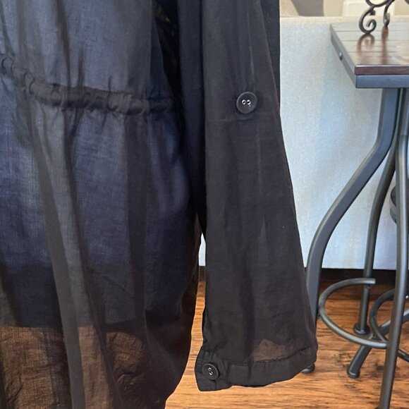 Torrid Black Voile Drape Front Jacket Women's Plus Size 4 4X Sheer Hooded Hood - Picture 10 of 16